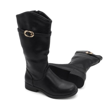 Botas altas negras de niña con interior cálido y suela de goma