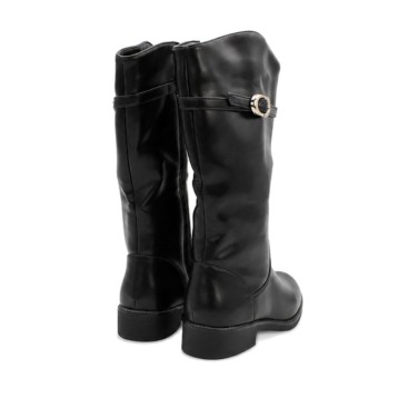 Bota alta negra para niña vista trasera Bubble Kids