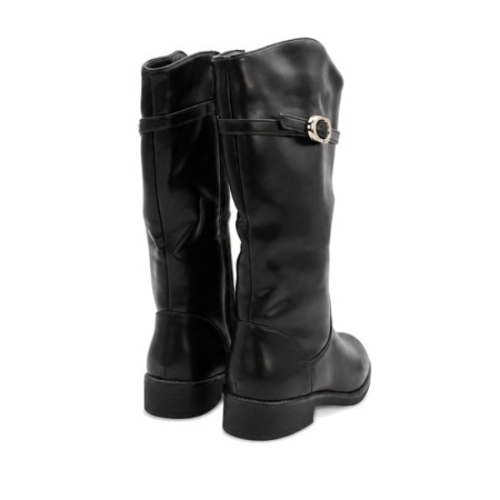 Bota alta negra para niña vista trasera Bubble Kids