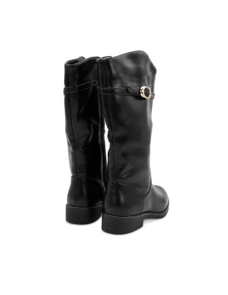 Bota alta negra para niña vista trasera Bubble Kids