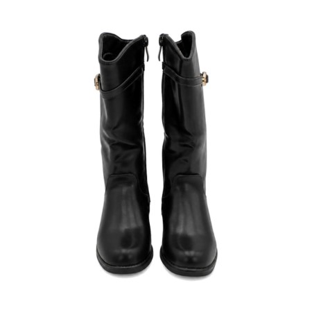 Bota alta negra infantil con cremallera lateral interior