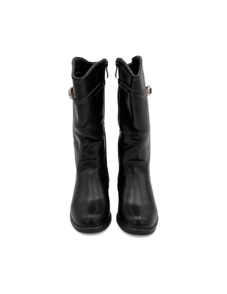 Bota alta negra infantil con cremallera lateral interior