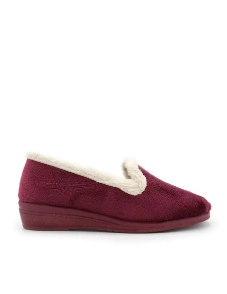Zapatilla de casa cerrada burdeos mujer