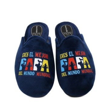 Zapatilla de casa hombre Mejor Papá azul marino