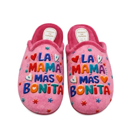 Zapatilla de casa rosa “La mamá más bonita”