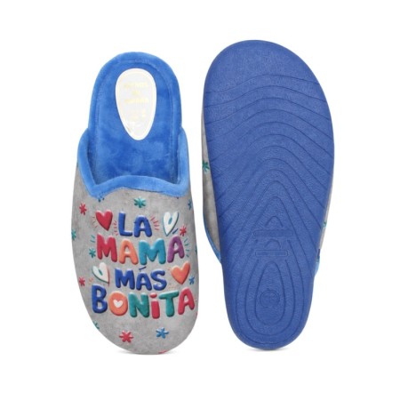 Zapatilla de casa gris regalo para mamá