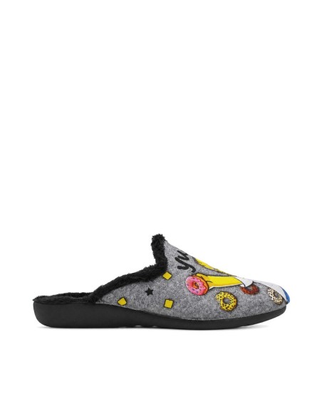 Zapatilla de casa gris estampado Los Simpson