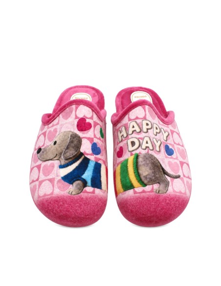 Zapatilla de casa rosa Happy Day mujer