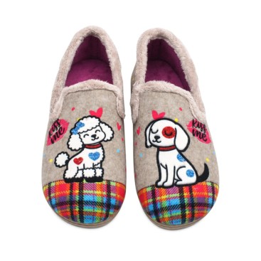 Zapatilla de casa mujer cerrada con perros
