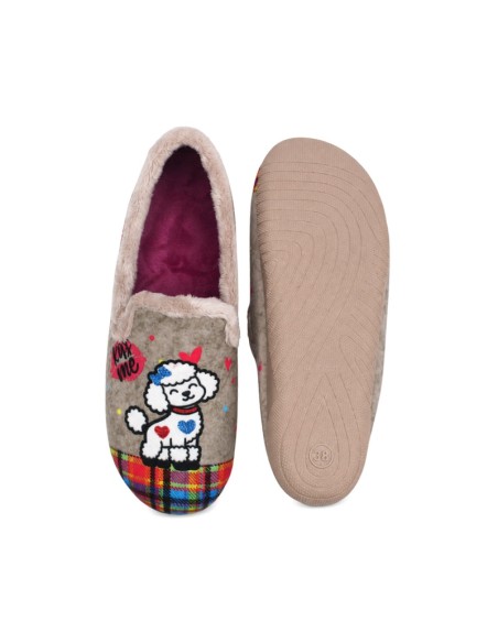 Zapatilla cerrada mujer invierno estampado perros