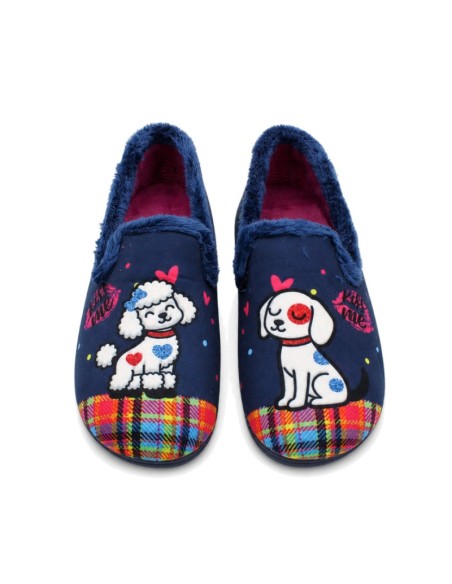 Zapatilla de casa cerrada mujer invierno azul marino
