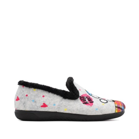 Zapatilla de invierno mujer gris con pelo