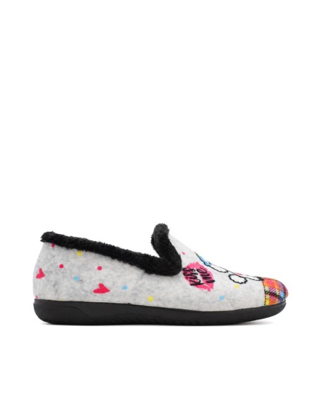 Zapatilla de invierno mujer gris con pelo