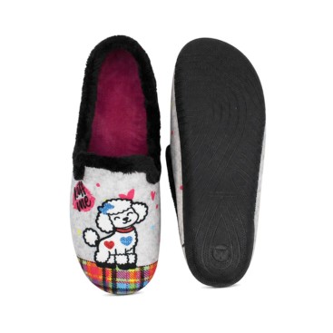 Zapatilla de invierno mujer gris con pelo