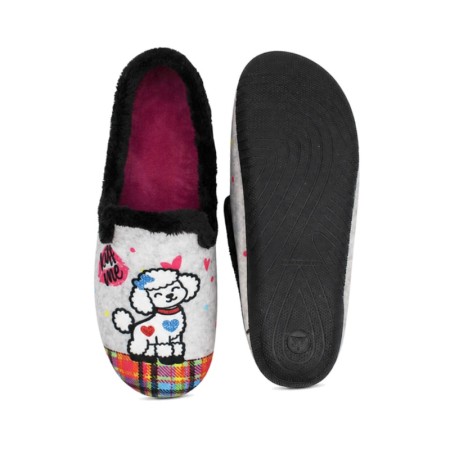 Zapatilla de invierno mujer gris con pelo