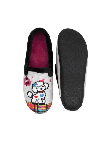 Zapatilla de invierno mujer gris con pelo