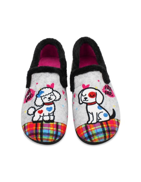 Zapatilla cerrada gris mujer con perros