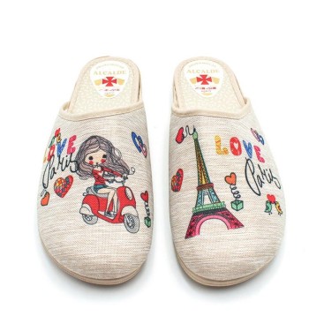 zapatillas de estar por casa de verano de mujer París beige