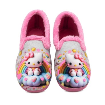 Zapatilla de casa Hello Kitty gris para niña