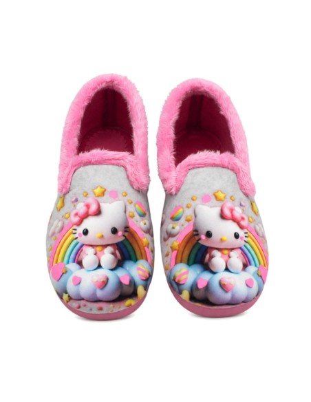 Zapatilla de casa Hello Kitty gris para niña