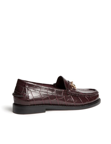 Mocasín burdeos efecto cocodrilo mujer talçon