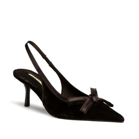 Zapato destalonado marrón de terciopelo Corina vista diagonal