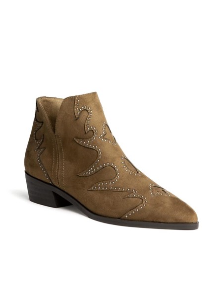 Botín Corina camel con tacón bajo ancho