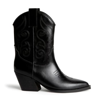 Botín cowboy negro Corina M6760 bordado vista lateral