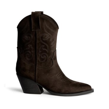 Botín cowboy marrón Corina M6760 de antelina vista lateral
