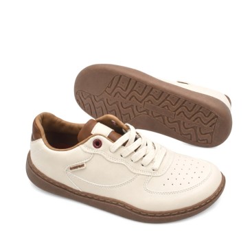 Zapatilla barefoot beige con suela flexible sin drop