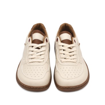 Zapatilla barefoot mujer beige vista frontal