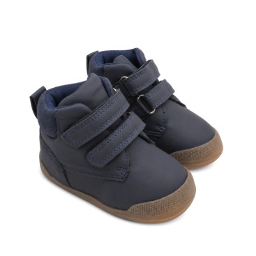 Botín barefoot niño azul marino Bubble Kids doble velcro