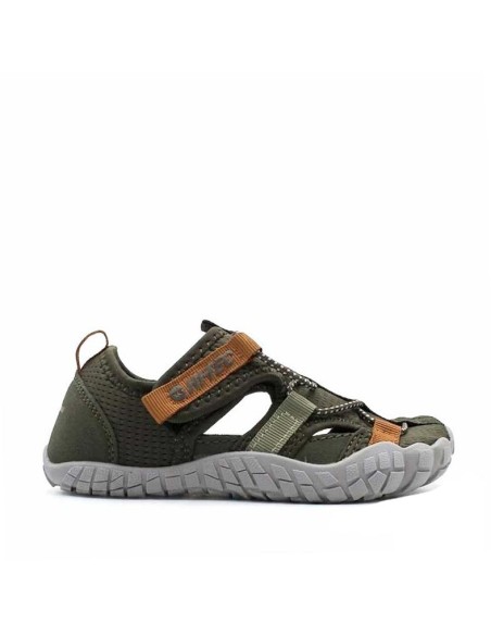 sandalia deportiva barefoot niño hi tec koala verde perfil lateral