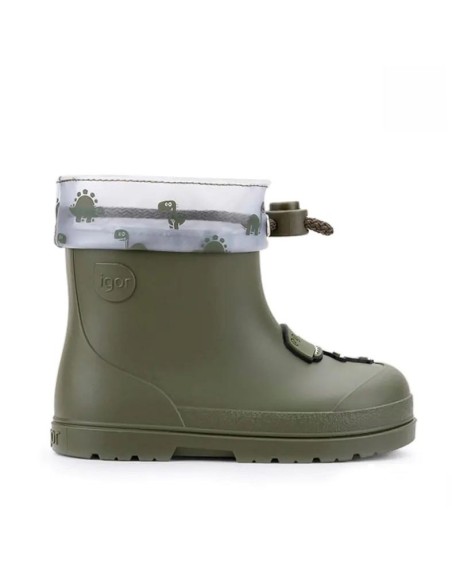 Igor Mendi Dino verde khaki bota de agua infantil vista lateral