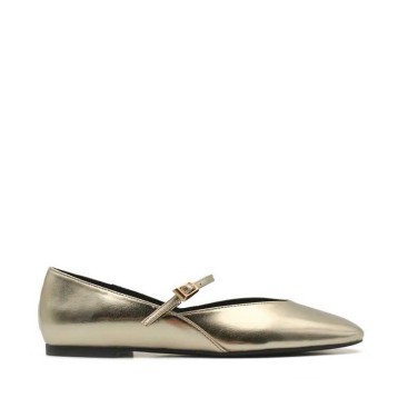 zapato plano dorado mujer​