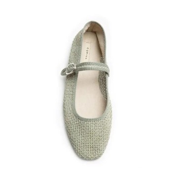 Bailarinas crochet verde de mujer