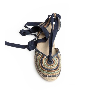 alpargatas yute mujer planas crochet multicolor con cintas