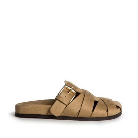 Sandalia zueco camel de tiras