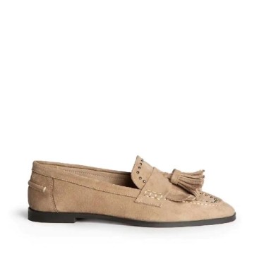 Mocasines cómodos Corina beige con borlas
