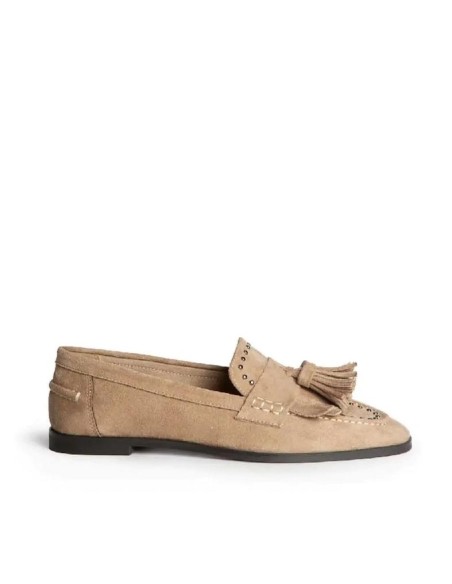 Mocasines cómodos Corina beige con borlas