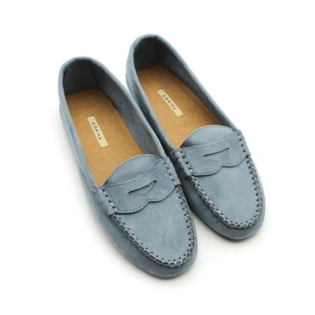 Mocasín plano azul con antifaz