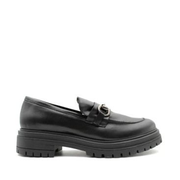 mocasines negros plataforma de piel