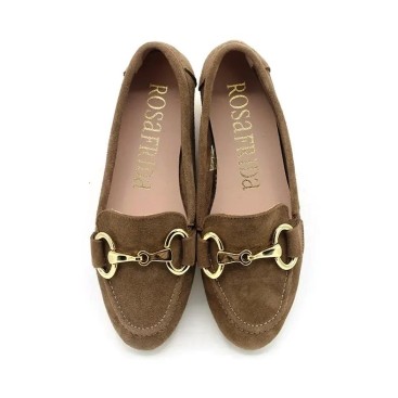 Mocasines Marrones serraje con cadena para mujer