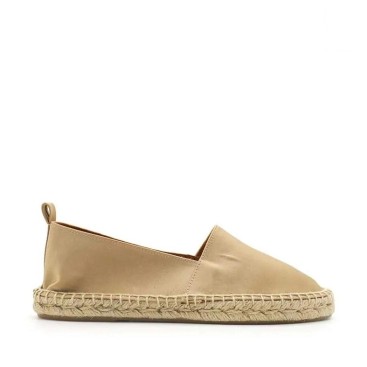 alpargatas plana de raso​ beige para mujer