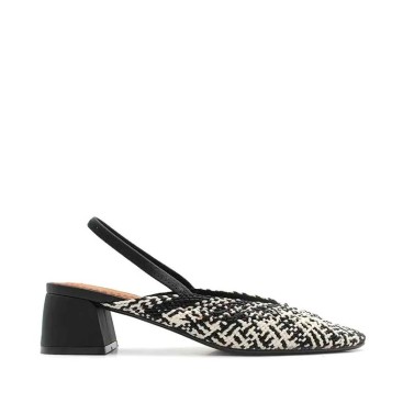 Zapato de tacón cuadrado y destalonado blanco y negro para Mujer