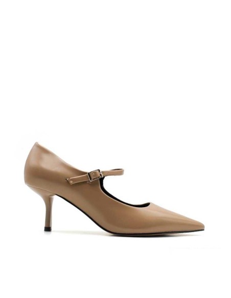 zapatos tacon fino​ taupe