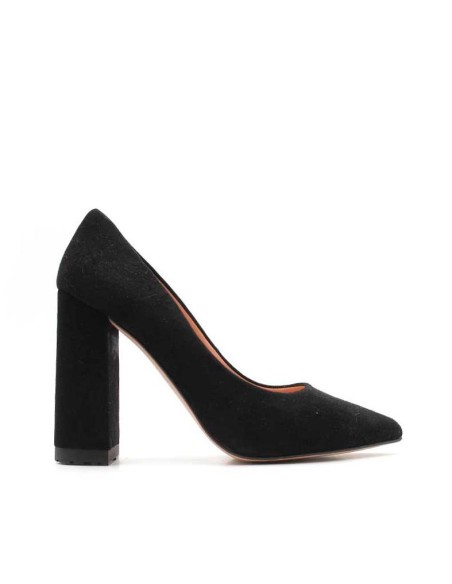 zapato tacon ancho negro piel serraje