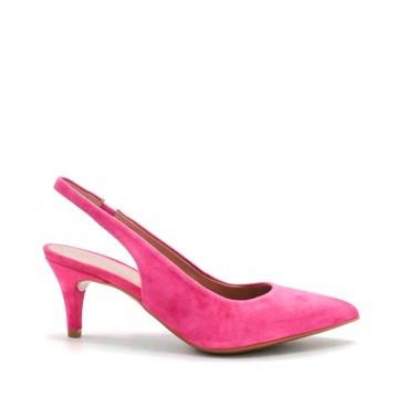 zapatos fiesta tacón bajo fucsia