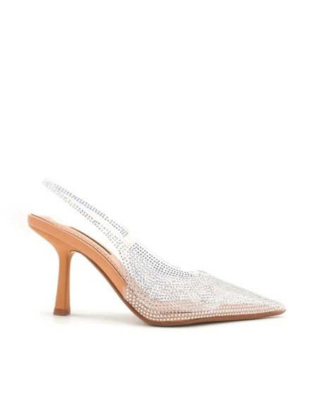 zapatos tacón vinilo con strass