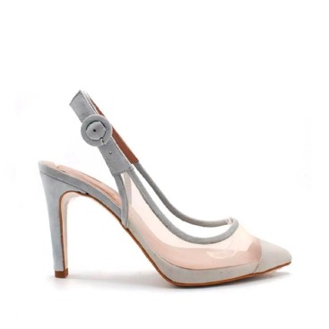 zapatos tacón rejilla azul celeste